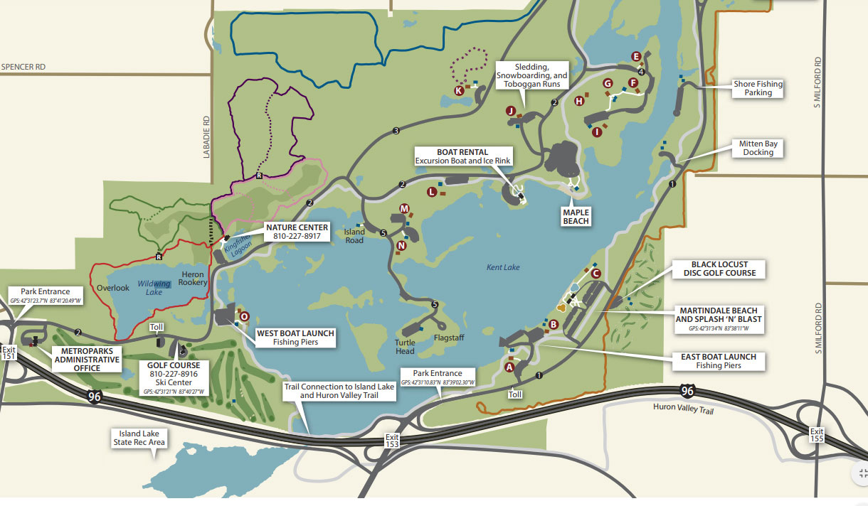 Old & New Kent Lake Map of Huron River - Eternal Angler